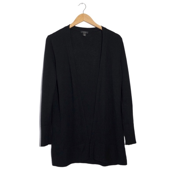 HALOGEN Women's Black Cashmere Blend Open Front Cardigan Sweater S - Picture 1 of 4